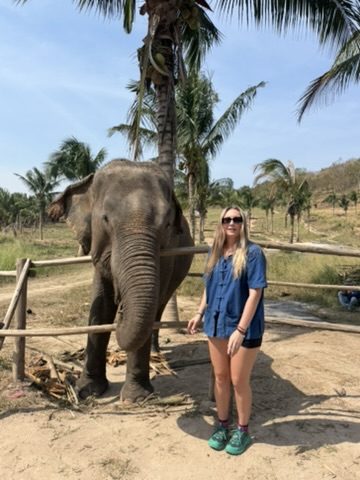 Meg with elephant