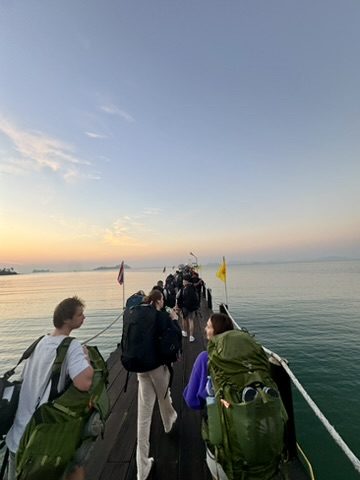 Walking the ferry pier at dawn