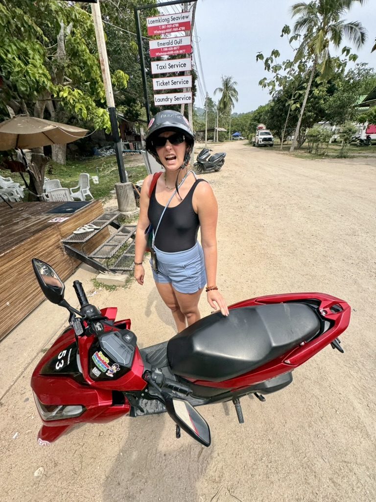 Meg with the rental scooter