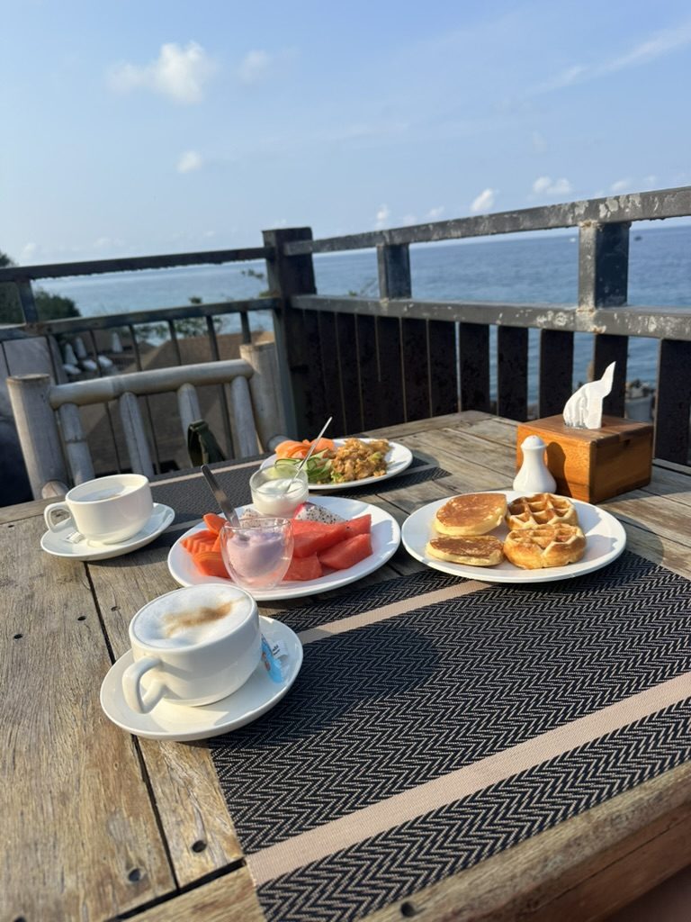 Breakfast with ocean backdrop
