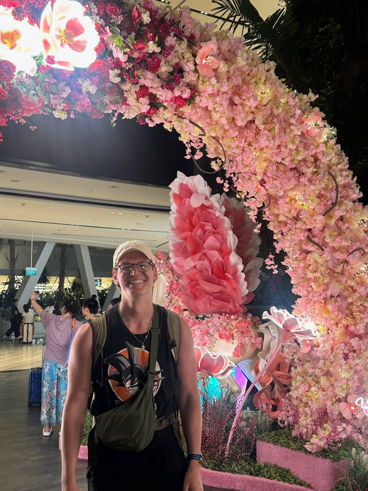 Ryker at Changi Airport's CNY flower installation