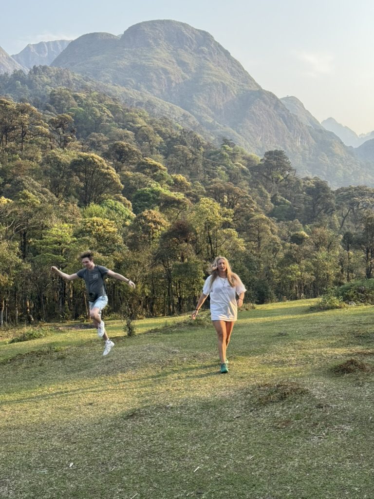 August and Meg running through the Sapa valley