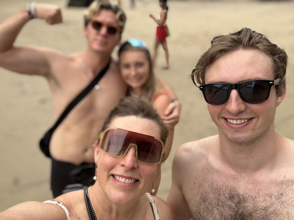 Group selfie on the Ha Long Bay beach