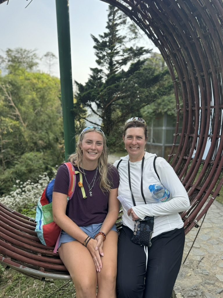 Meg and Chantel at the Sapa wicker ring sculpture