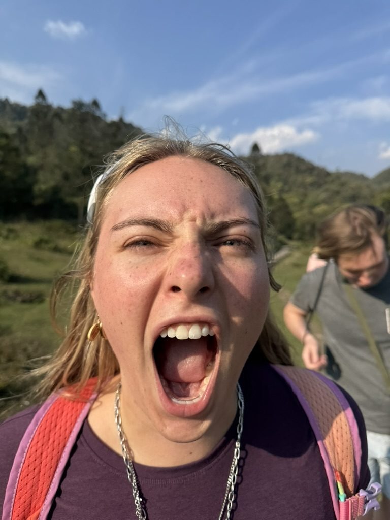 Meg screaming mid-hike on the Sapa Sisters trail