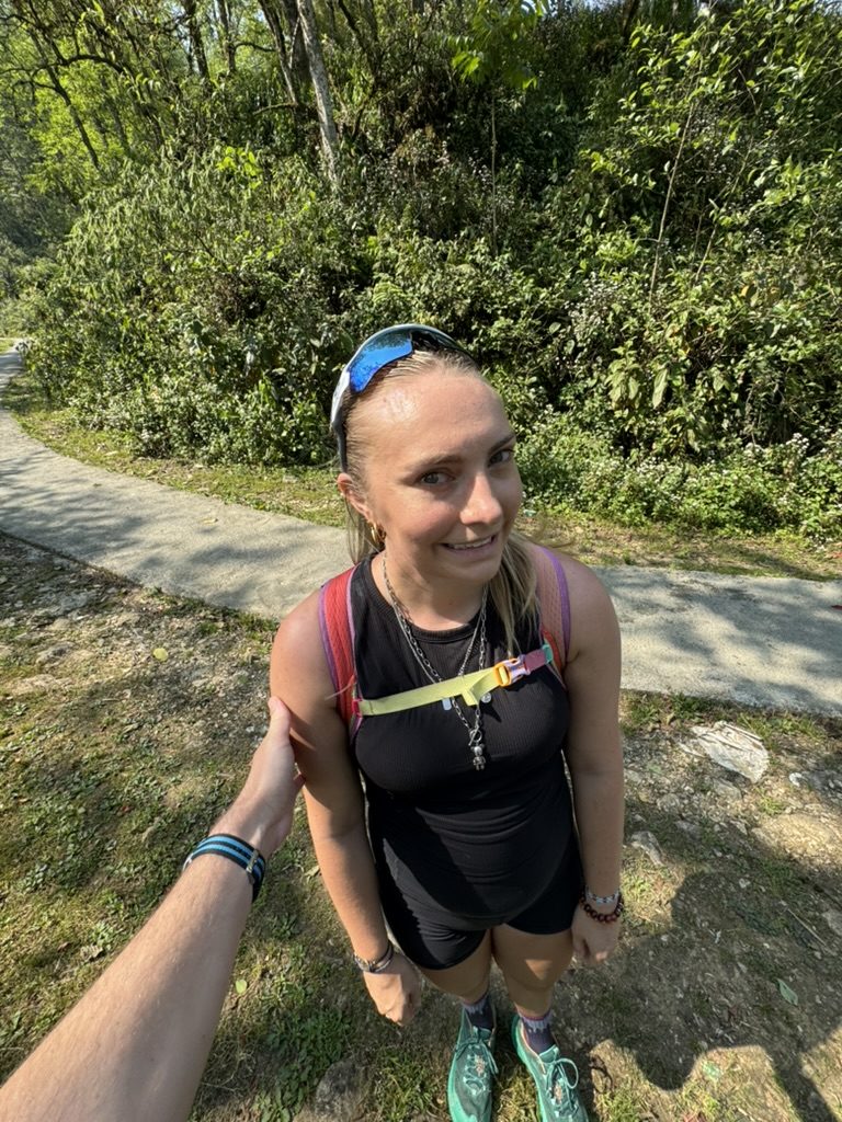 Meg sweaty and smiling on the Sapa Sisters hike