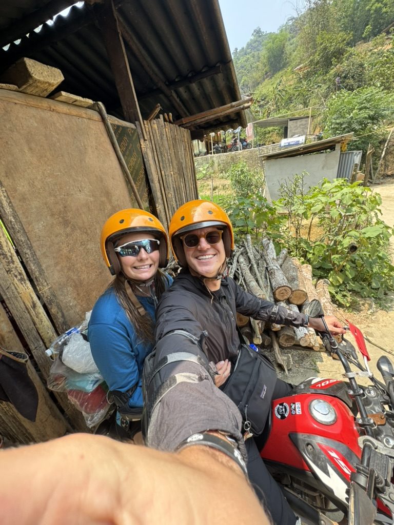 Ryker and Meg on the Ha Giang dirtbike at the start