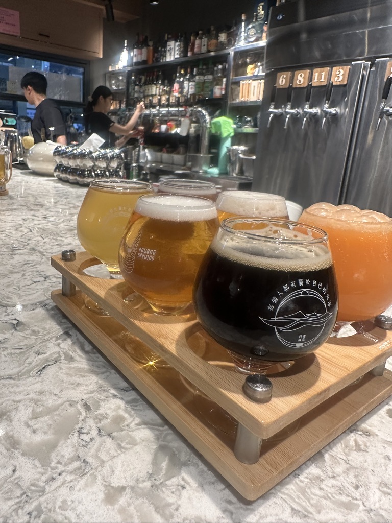 A craft beer flight