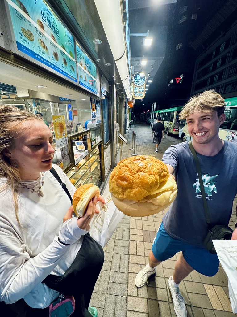 Pineapple buns at night