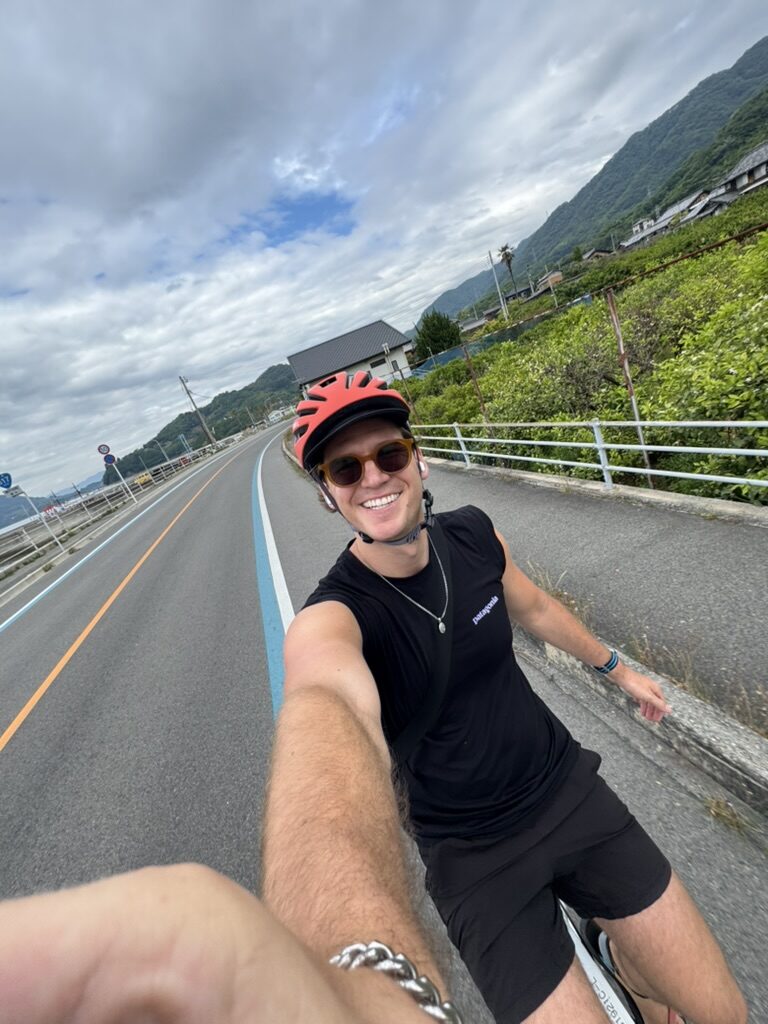 Riding selfie on the blue lane