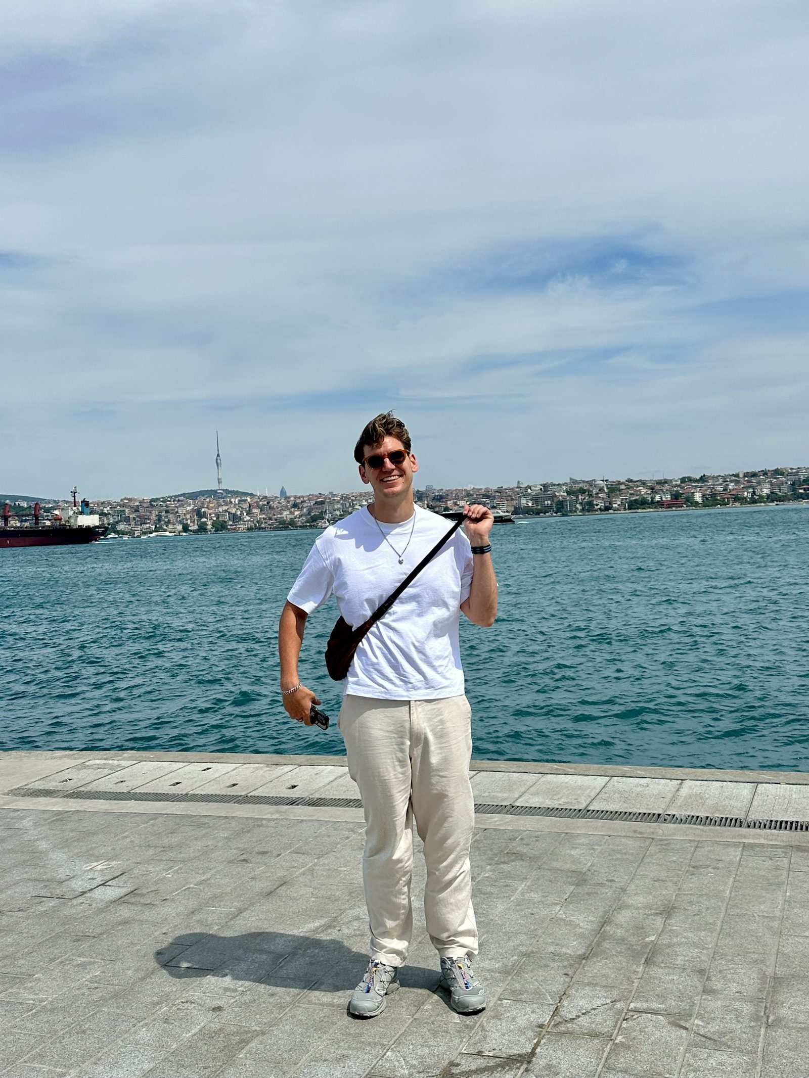 Standing on the waterfront with the Bosphorus behind