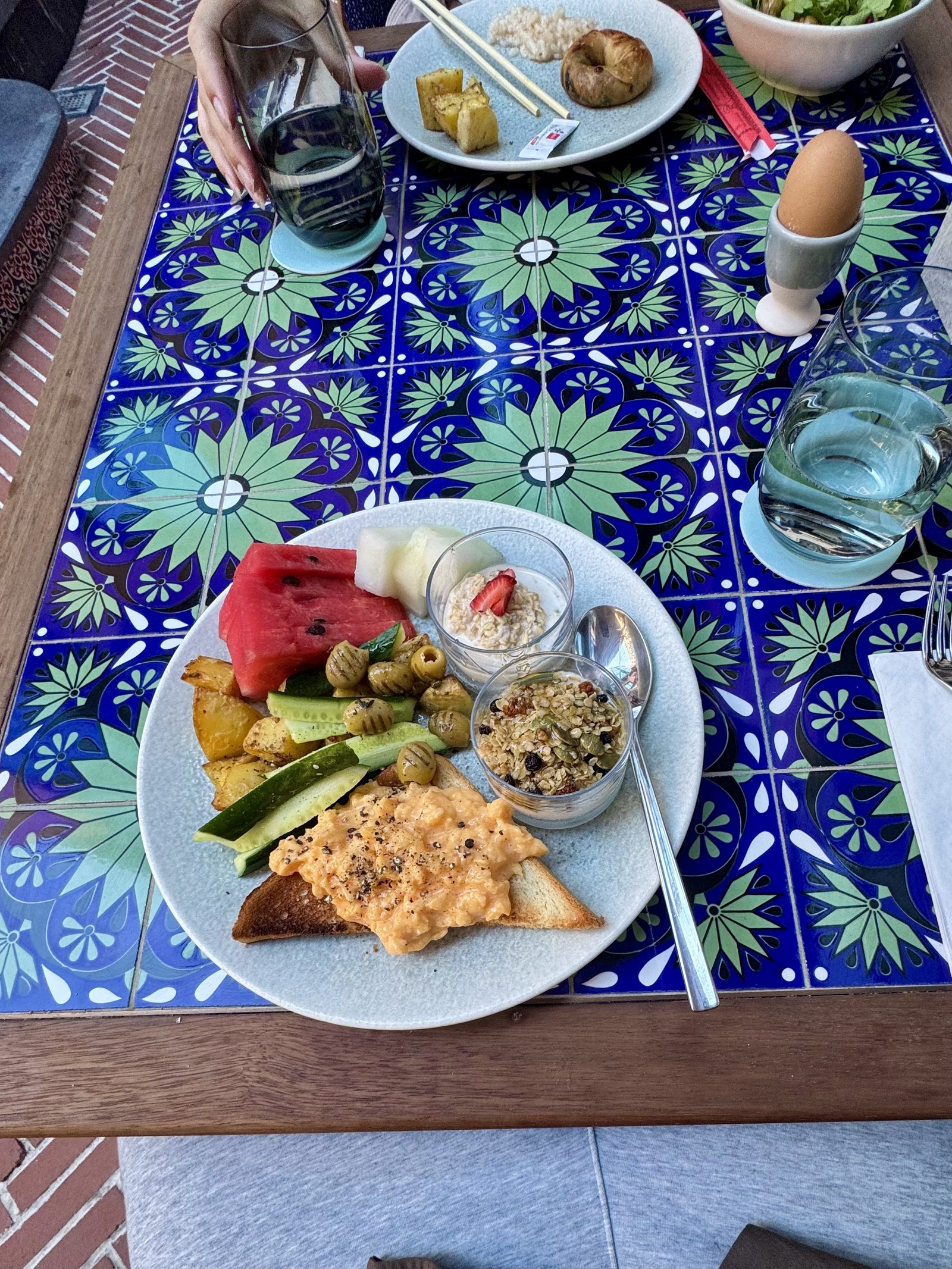 A colorful Turkish breakfast spread