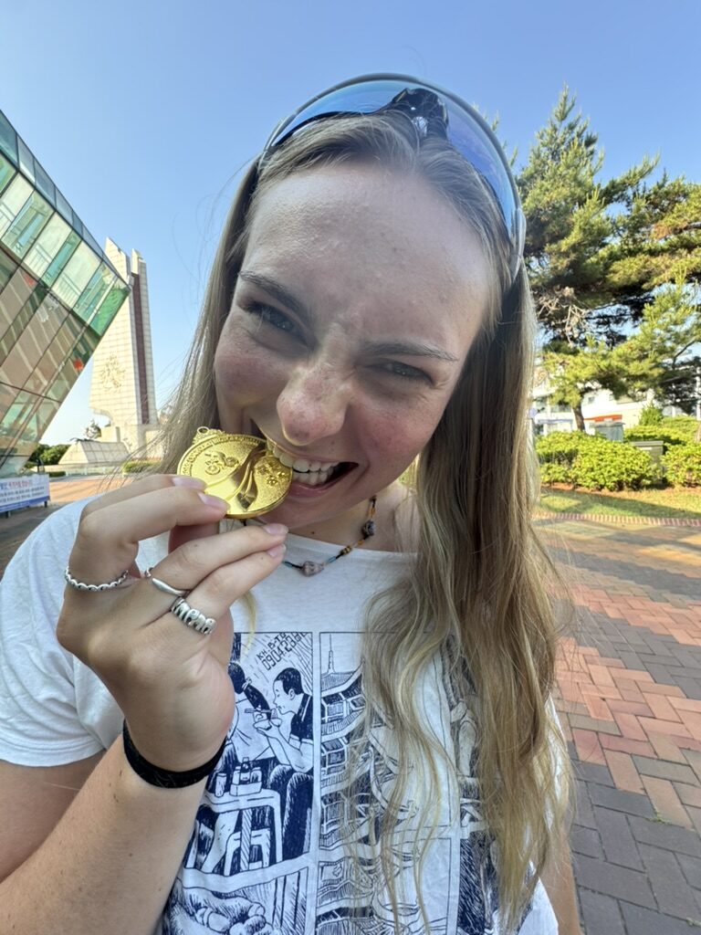 Biting the gold medal