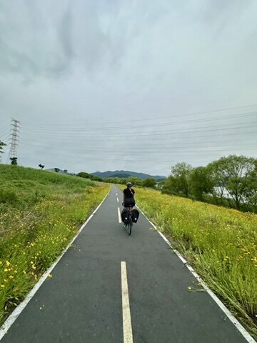 Riding through flowers