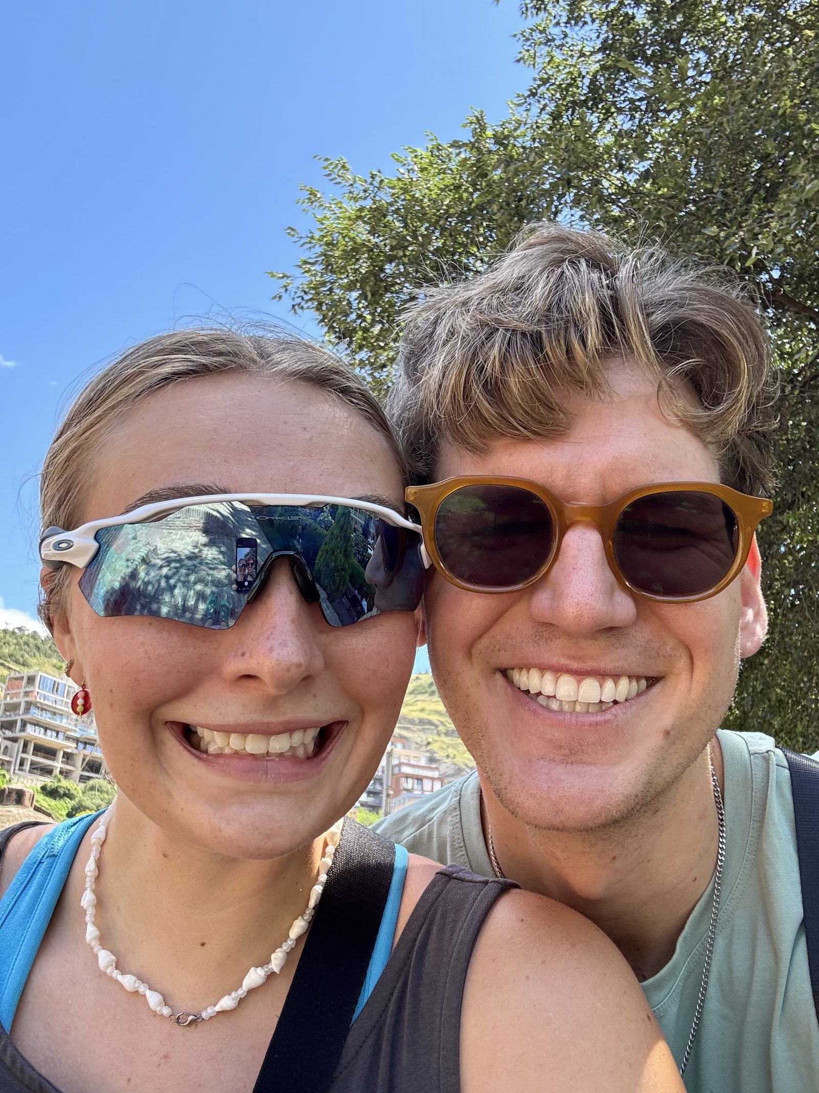 A couple selfie on a Tbilisi hillside