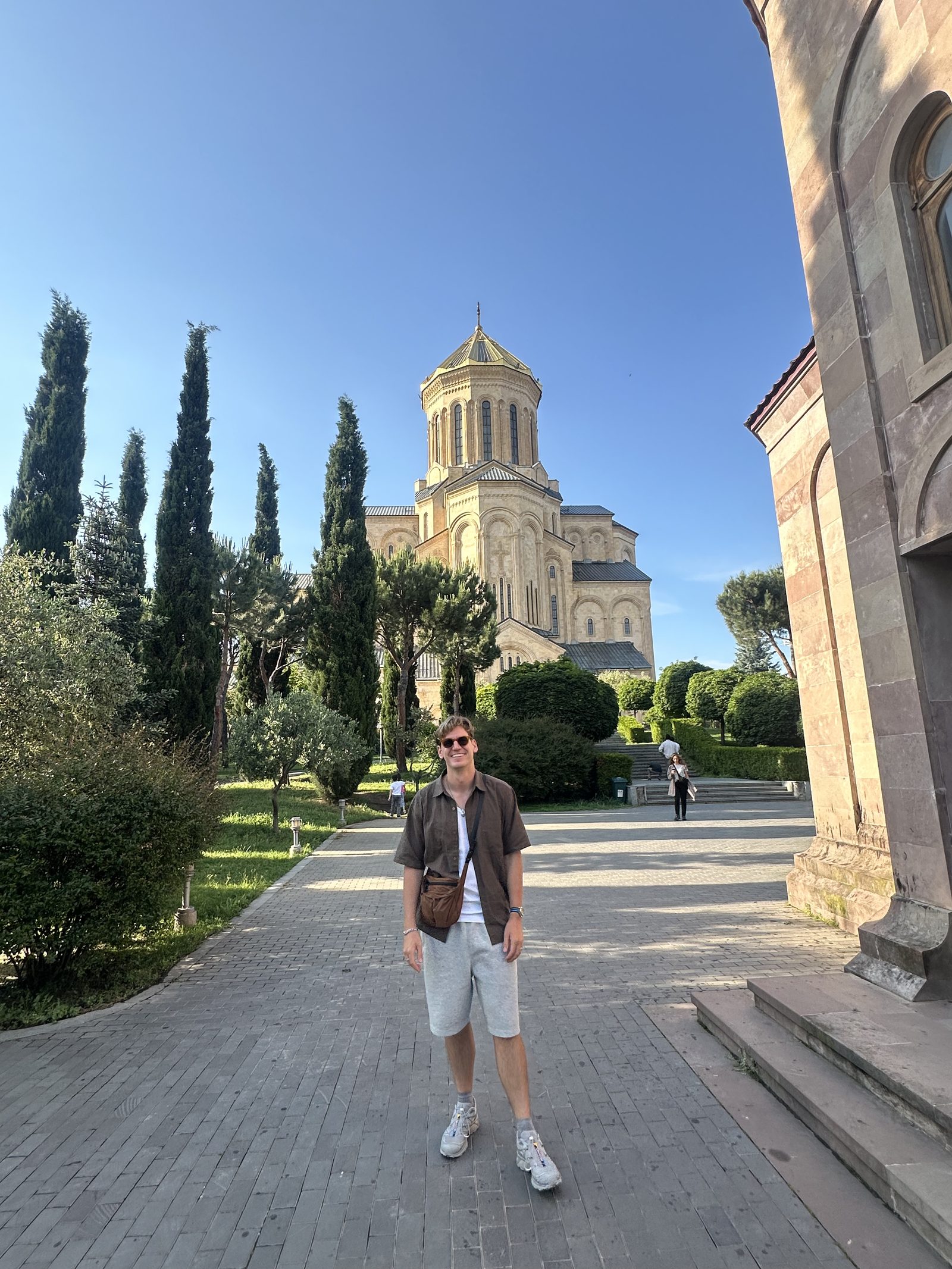 Walking up toward the Sameba Cathedral in Tbilisi