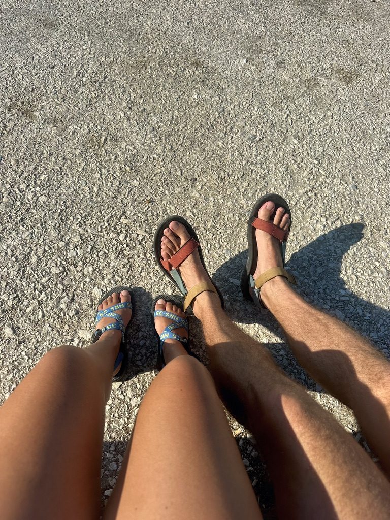 Ryker and Meg's feet in sandals