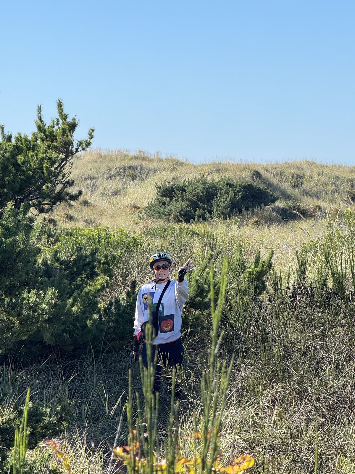 Hiking coastal dunes